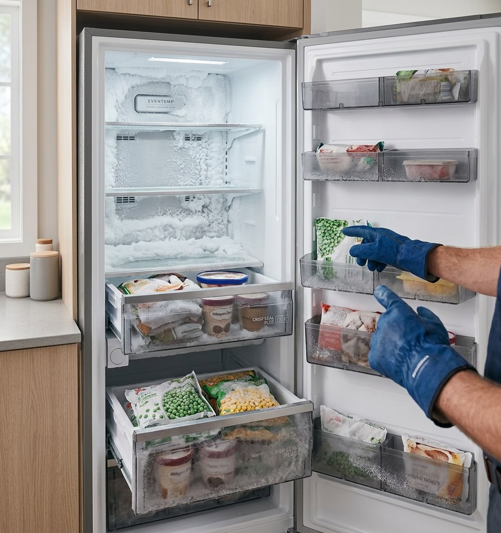 Frost inside standalone freezer blocking vents and reducing cooling