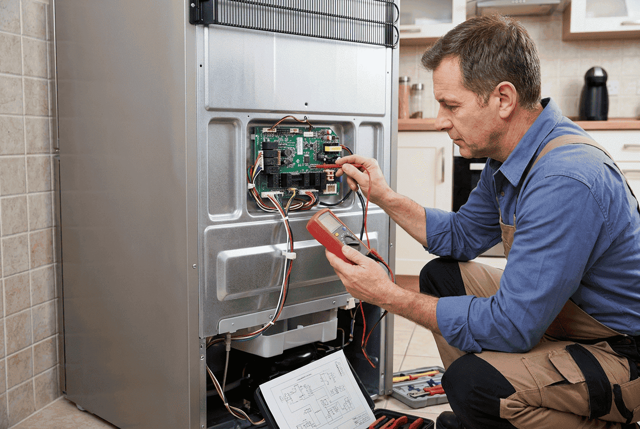 Technician diagnoses control board on Whirlpool French Door Refrigerator