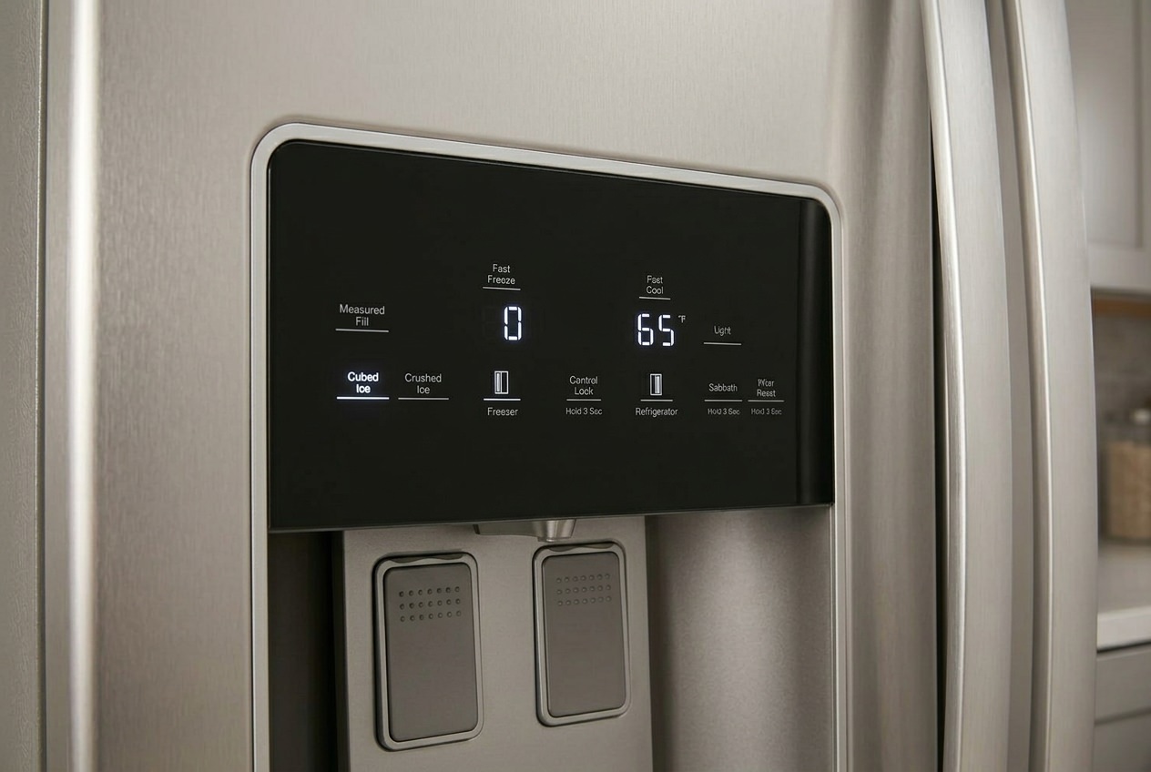 Whirlpool refrigerator display showing temperature settings with uneven cooling inside the compartment