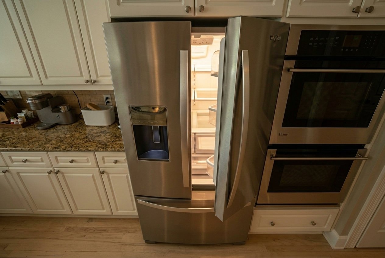 Whirlpool refrigerator with interior lights on and no cooling indicating possible compressor failure