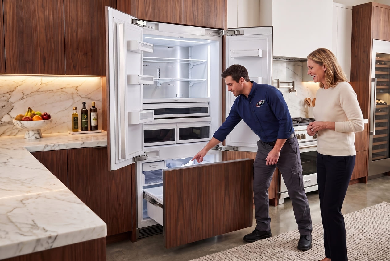 Appliance Repair Master providing Bosch refrigerator temperature repair in Atlanta, Georgia