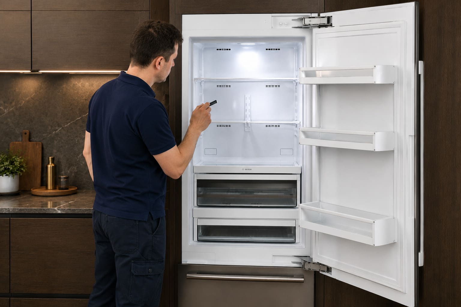 Bosch refrigerator compartment checked for uneven cooling and weak airflow