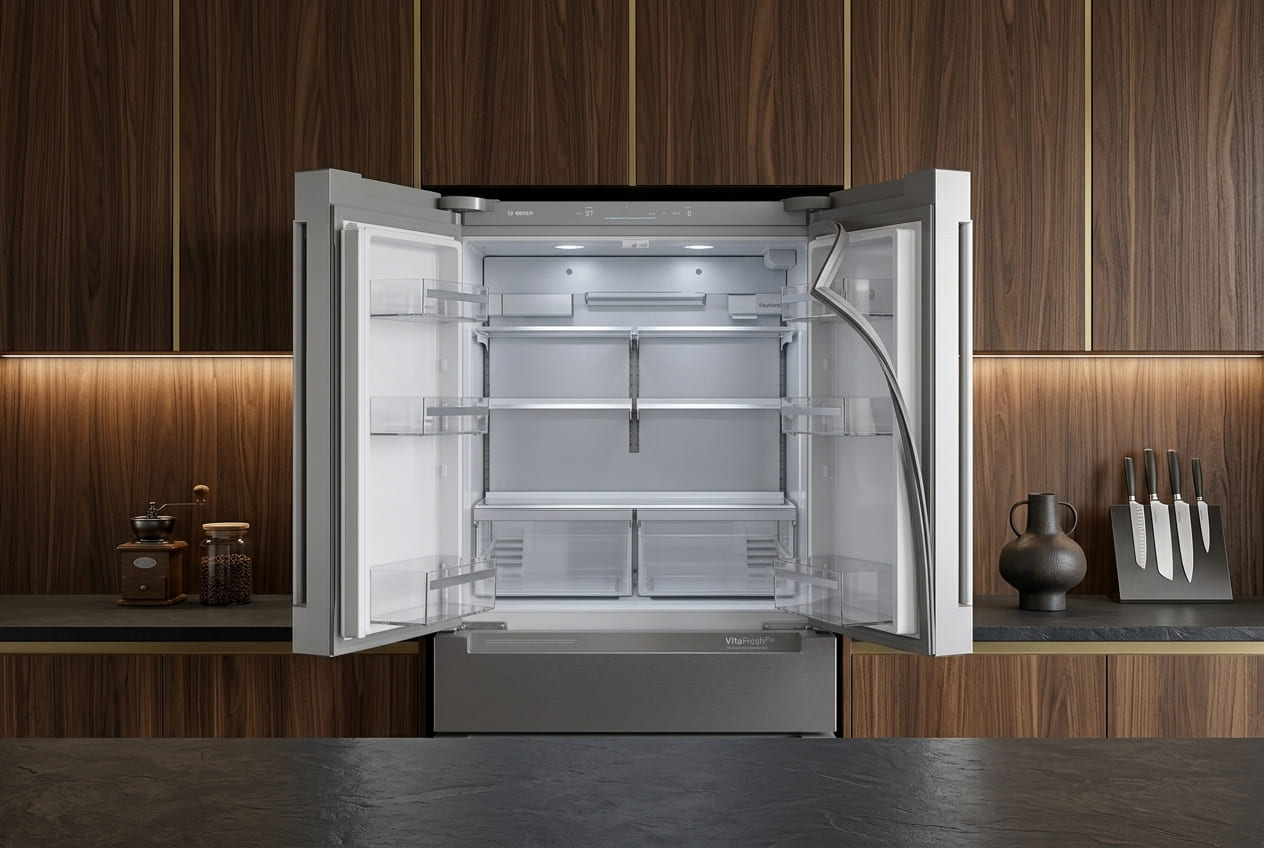 Failed Bosch 800 Series door gasket pulling away from cabinet frame — causing compressor overwork 