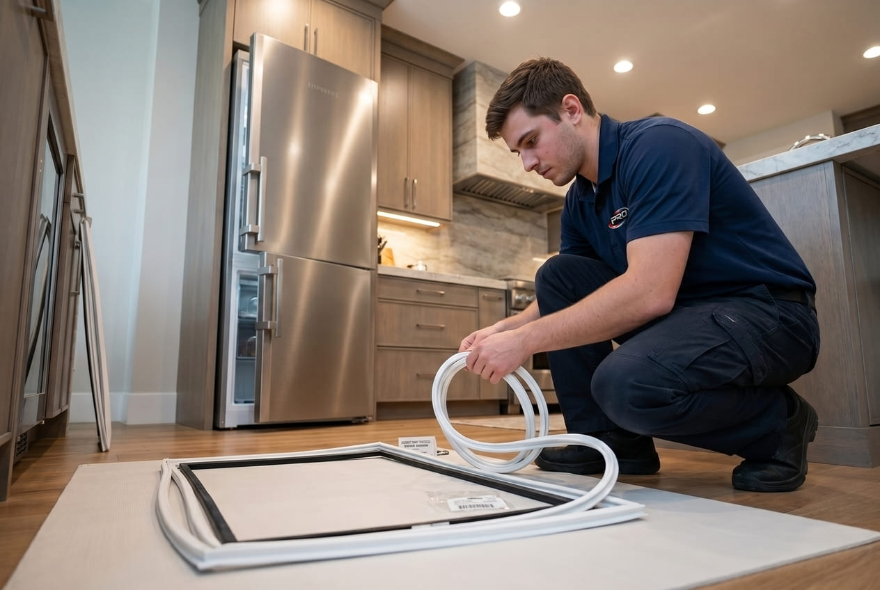 Genuine Liebherr freezer door gasket prepared for replacement 