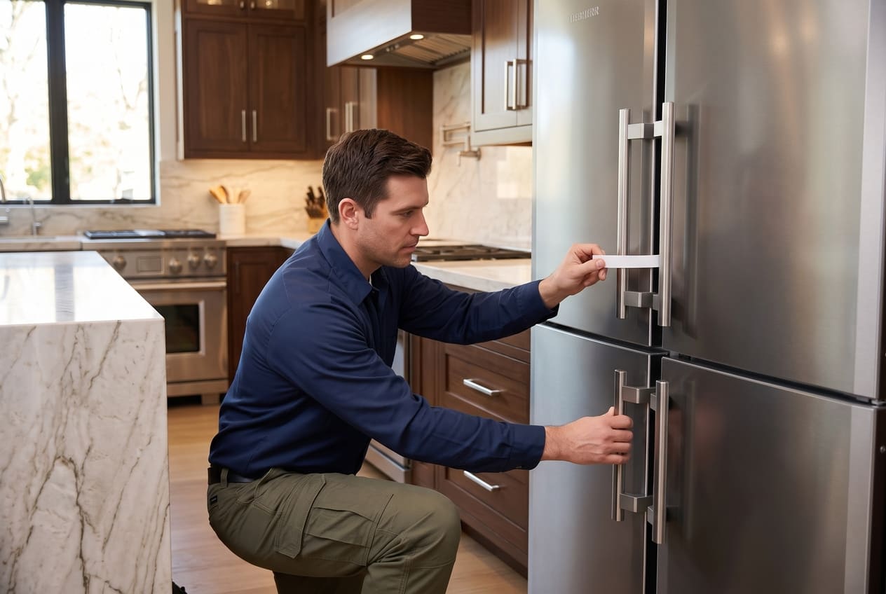 Liebherr side-by-side freezer door checked for uneven gasket contact