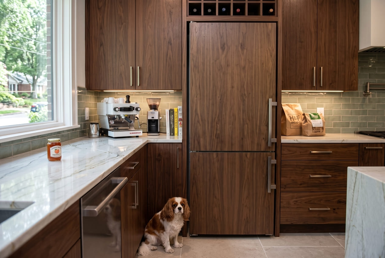 Panel-ready Liebherr freezer installed in a custom Atlanta kitchen 
