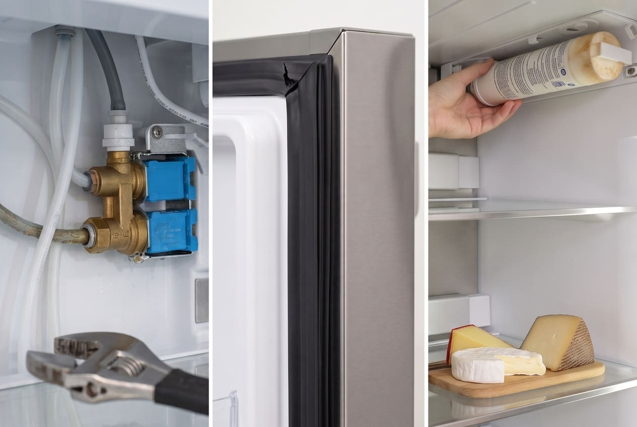 Three most common Bosch 800 Series failure parts: water inlet valve, door gasket, and water filter 